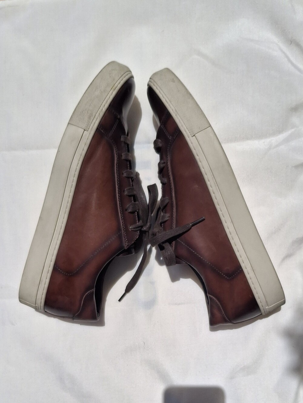 To Boot New York Men's Pescara Dark Brown Burnished Calf Low Top Sneaker Sz 9.5 - Picture 3 of 10